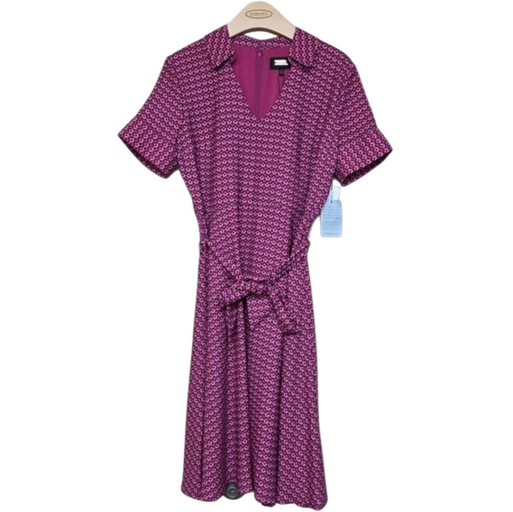 Alexia Admor Angellyne Midi Dress A-Line Geometric Academia Career Sz 12